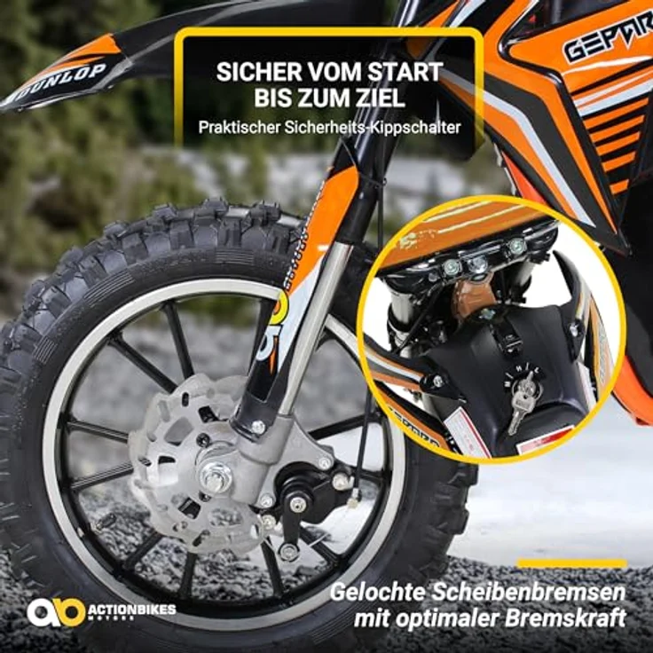 Kinder Mini Enduro Crossbike Gepard Elektro 500 Watt Motorcrossbike Pocketbike (Orange) – Bild 8