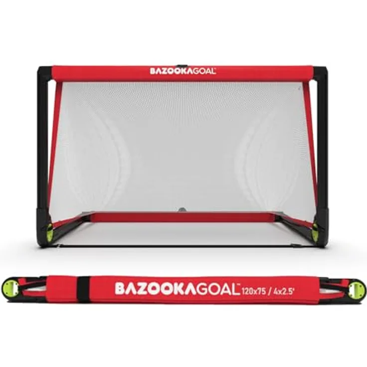 BazookaGoal Pop-Up Fußballtor, klappbares Mini-Fußballtor für Garten & Indoor, tragbar und wetterfest (1,20 x 0,75 m), ideal für Kinder & Erwachsene