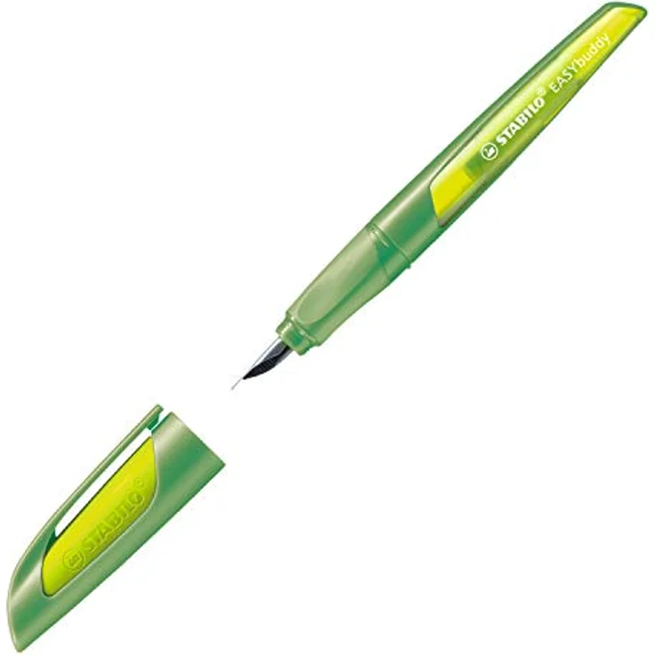 Schulfüller mit Standard-Feder M - STABILO EASYbuddy in limette/grün - Schreibfarbe blau (löschbar) - Einzelstift - inklusive Patrone – Bild 3