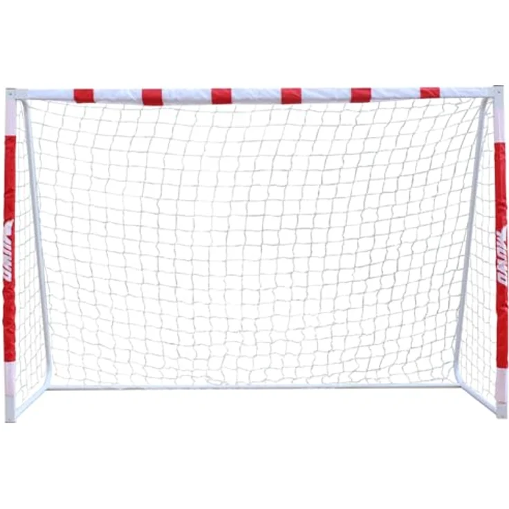 MUWO großes Fußballtor aus robustem Stahl, 3 x 2 Meter, einfacher Aufbau, für Indoor und Outdoor (Rot) – Bild 2