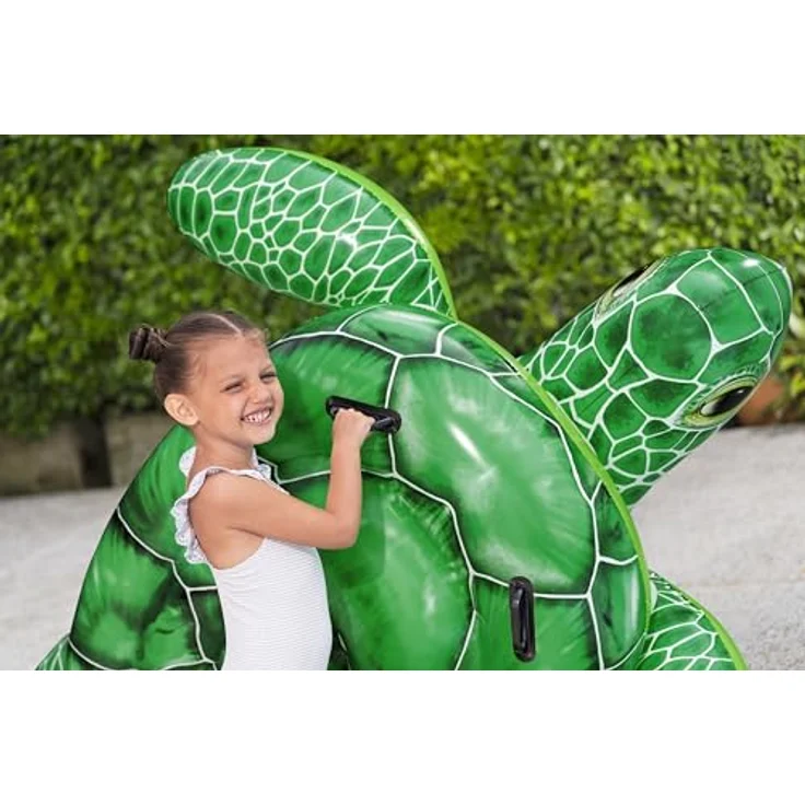 Bestway Schwimmtier Tidal Turtle, 153 x 140 x 38 cm, Schildkröten-Design, PVC, Haltegriffe, Sicherheitsventile, inkl. Reparaturflicken – Bild 4