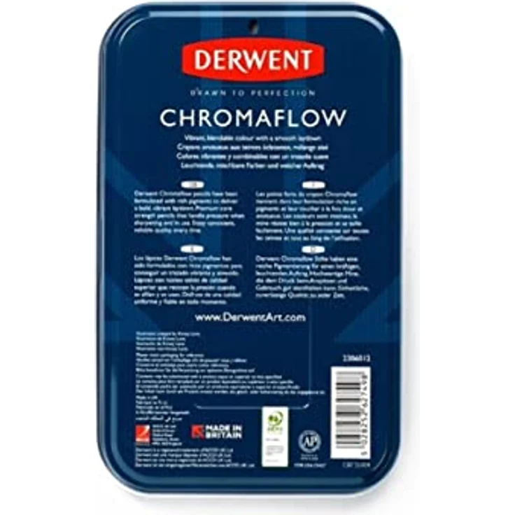 Derwent Chromaflow Buntstifte im 36er Set in Metallbox, 3,5 mm Minenstärke, Mischbar mit Geschmeidiger Textur, Ideal zum Zeichnen, Ausmalen und Layering, Professionelle Qualität, 2306012 – Bild 3