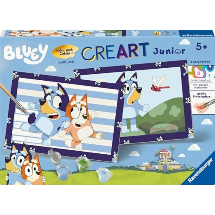 Ravensburger Malen nach Zahlen CreArt, Malen nach Zahlen Junior - Bluey, Kindermalset mit farbigen Motivlinien – Bild 2