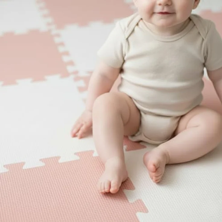 LittleTom Spielmatte Baby Puzzlematte Rosa & Weiß, 18-teilig, 180x90 cm, EVA Schaumstoff, rutschfest, allergikerfreundlich – Bild 5