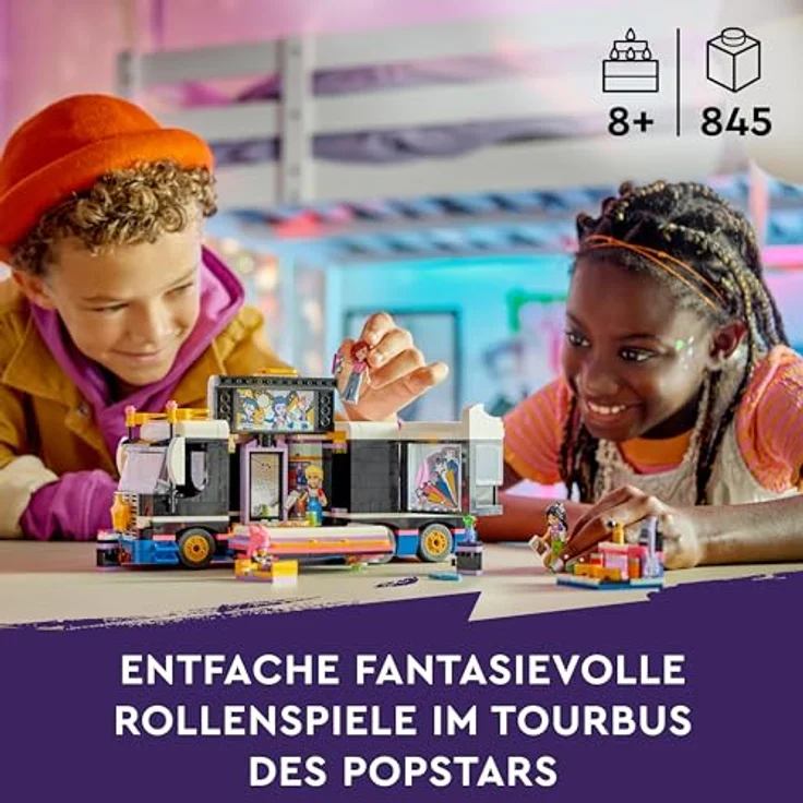 LEGO Friends Popstar-Tourbus, Musik-Set mit LKW-Spielzeug und 4 Figuren, fördert die sozial-emotionale Entwicklung, Geschenk zum Geburtstag für Mädchen und Jungen ab 8 Jahren 42619 – Bild 2