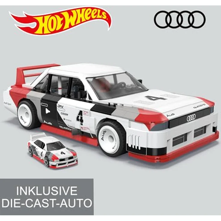 MEGA Audi 90 Quattro IMSA GTO, Zusammenbaubares Die-Cast-Modell mit 973 Teilen, Set für Sammler, rot, HRY20 – Bild 4