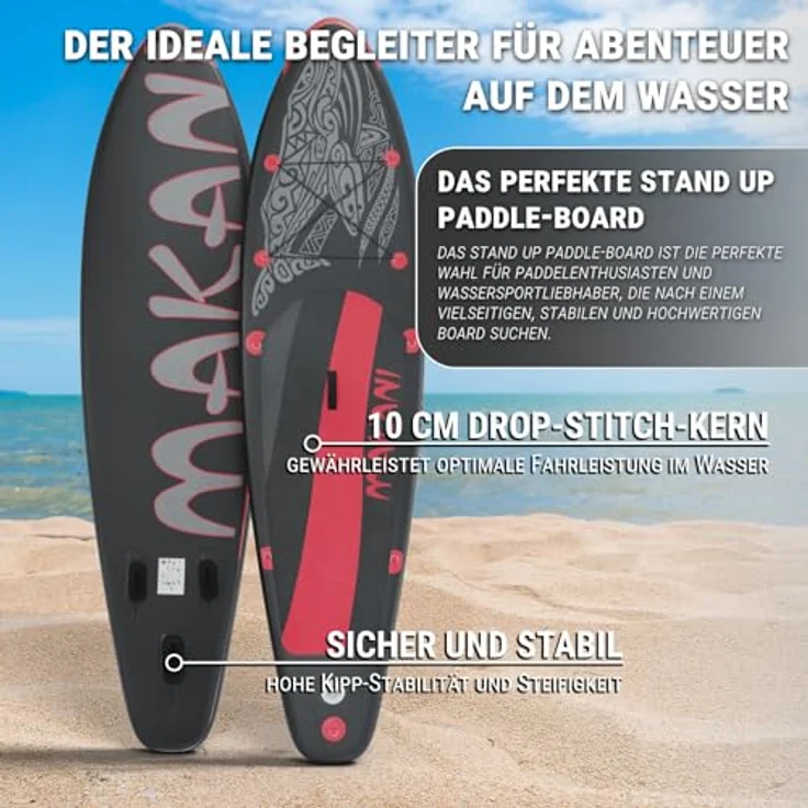 HAGO Inflatable SUP-Board Allround Komplettset 320 cm mit Drop-Stitch-Kern, stabil und transportfreundlich, bis 120 kg belastbar – Bild 3
