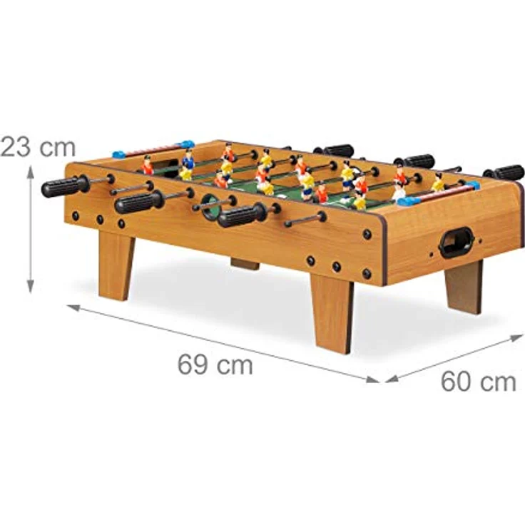 Relaxdays 10022517 Tischkicker, Tischfussball Kinder und Erwachsene, Fußball Tischspiel, Holz-Optik, B x T 69 x 37 cm, grün-braun – Bild 4