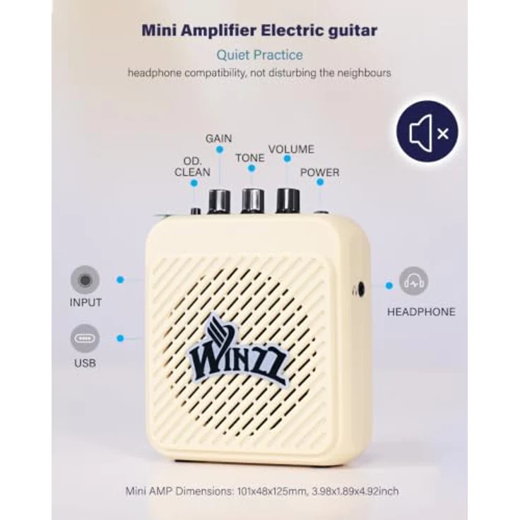 Winzz 30 Zoll Mini E-Gitarre für Kinder, Ahorn Griffbrett, Elektrische Gitarre Anfänger Set mit 3W Verstärker, Sunburst – Bild 3
