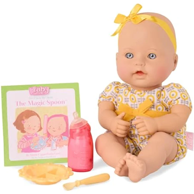 Baby Sweetheart Baby Puppe mit Kleidung, Fläschchen und Zubehör zum Füttern – Weiche Puppe und Bilderbuch auf Englisch – Spielzeug ab 2 Jahre – Bild 2