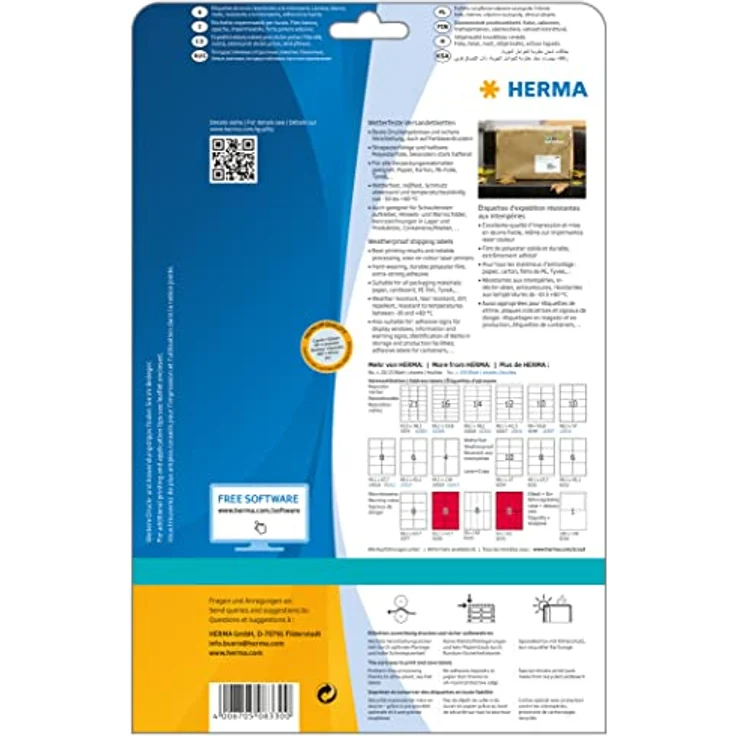HERMA 250 Folien-Versandetiketten 8330, selbstklebend, weiß, 99,1 x 57,0 mm, temperaturbeständig, wasserabweisend, abwaschbar, reißfest – Bild 2