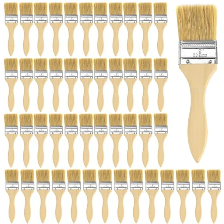 Kurtzy Pinselset 5,08 cm, 48 STK Malerpinsel aus Holz, langlebige Borsten, für Farbe, Lack, Beizen, Klebstoff, ideal für DIY und Malerbedarf – Bild 1