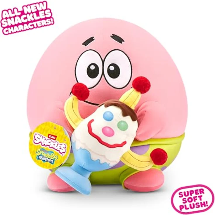 Snackles Spongebob Schwammkopf Plüschspielzeug, 35 cm mit Patrick & Goofy Goober Snack-Accessoire, superweicher Plüsch – Bild 3