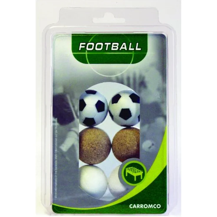Carromco Kickerbälle (2X schwarz-weiß, 2X weiß, 2X Kork-Natur) – Bild 2