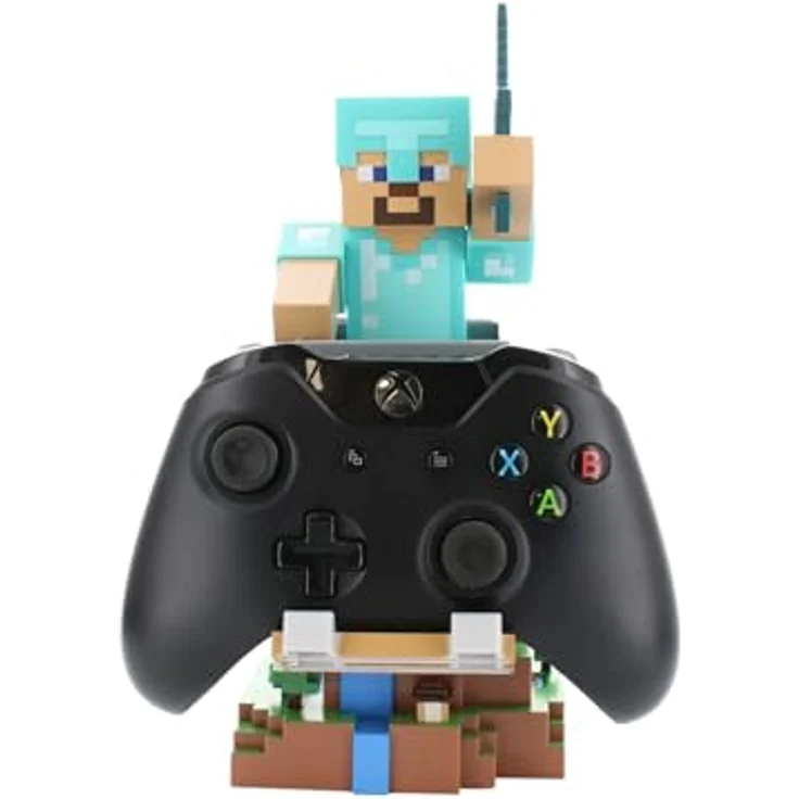 Cableguys Minecraft Gaming-Figur Steve in Diamantrüstung, Halter für Controller oder Smartphone mit USB-Kabel, 20 cm, offizielles Exquisite Gaming Produkt – Bild 4
