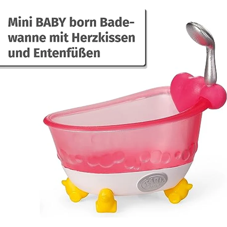 BABY born Minis, Minipuppe mit Badewanne, Spielset mit Bathtub, 7cm große Puppe Amy mit Badewanne und Bade Ente, 906101, Zapf Creation – Bild 5