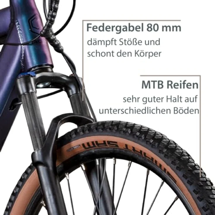 AGON Alpha E Bike Mountainbike Herren oder Damen 170-190 cm Pedelec 27,5 Zoll Hardtail MTB Trail mit Ananda Motor (Arctic fire Black, 48 cm) - Preisvergleich – Bild 4