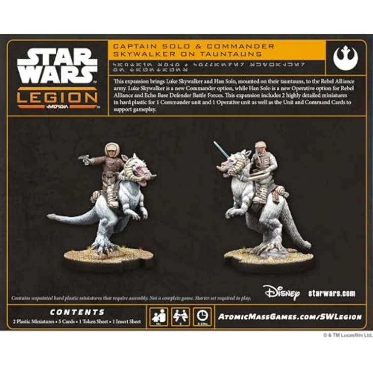 Atomic Mass Games Star Wars Legion Han Solo & Luke Skywalker on Tauntaun, Tabletop-Miniaturenspiel Erweiterung mit 2 hochdetaillierten Miniaturen und Kommandokarten für Rebellen-Armee – Bild 4