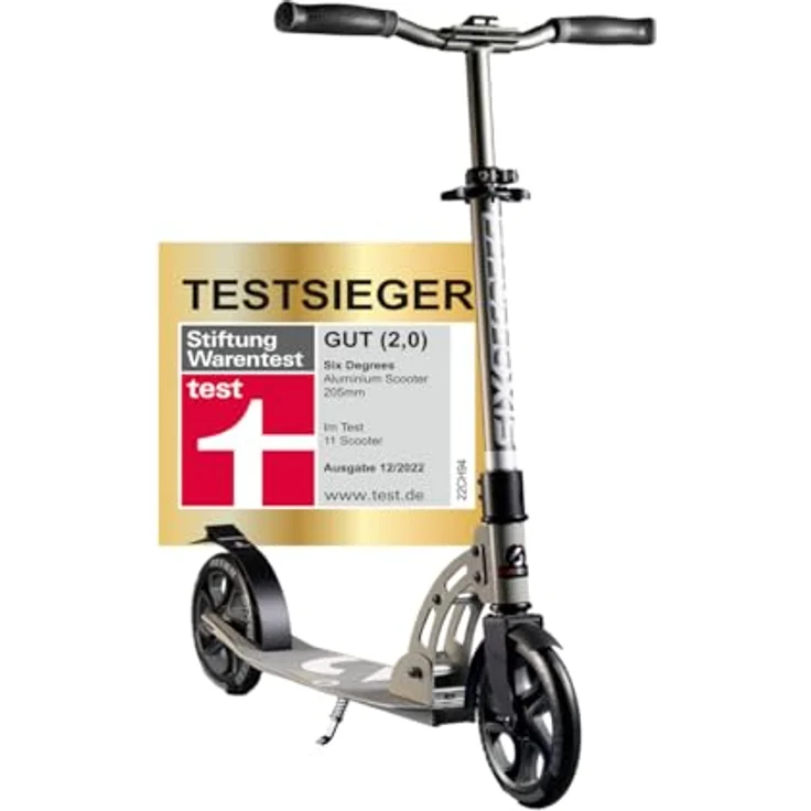Authentic Sports Alu Scooter grau 205mm Six Degrees - Hochwertiger Aluminium Scooter mit 205 mm High Rebound-Rollen – Bild 1