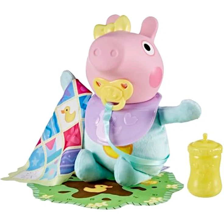 Hasbro Peppa Pig Oinks & Snuggles Evie, Interaktive Kuschelpuppe mit über 20 Soundeffekten und Zubehör – Bild 1