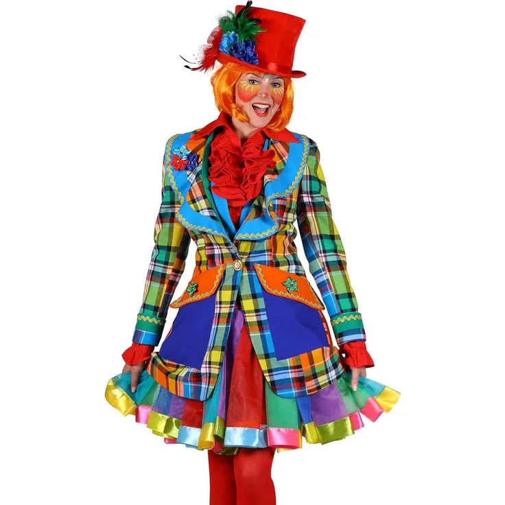 Thetru Clownsjacke für Frauen, Kostüm für Fasching und Halloween, taillierter Schnitt, große Seitentaschen, 100% Polyester, Größe L