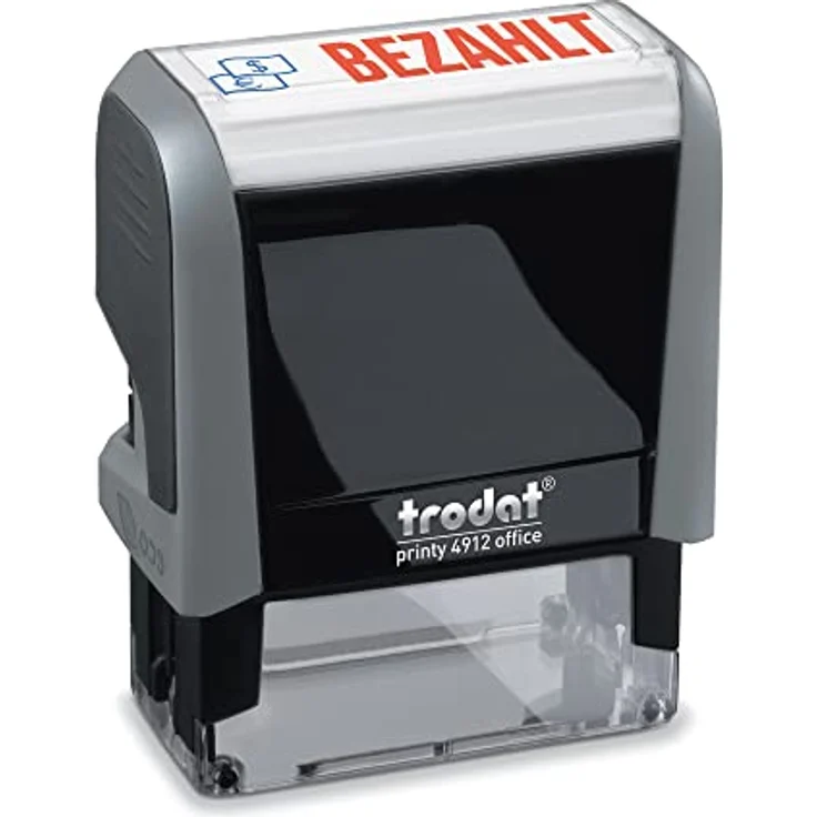 TRODAT Stempel Printy 4912, selbstfärbend mit Lagertext »Bezahlt«, blau/rot, dokumentenecht – Bild 2