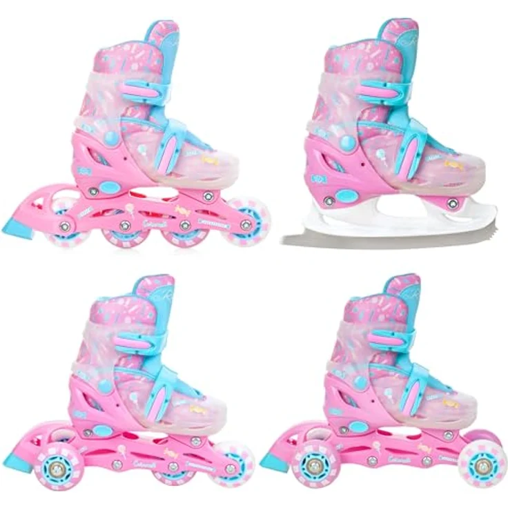 RAVEN 4in1 Inline Skates Triskates Rollschuhe Schlittschuhe Inliner für Kinder Mädchen verstellbar (Caramell, 30-33 (18,5cm-20,5cm)) - Leicht, belüftet, DSAS, Trust-Fit-System – Bild 1