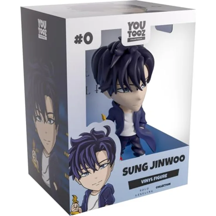 Youtooz Sung Jinwoo Vinyl-Figur, 11,9 cm, Solo Leveling Shadow Monarch mit schwarzem Umhang und blauen Haaren, Limited Edition Sammlerstück