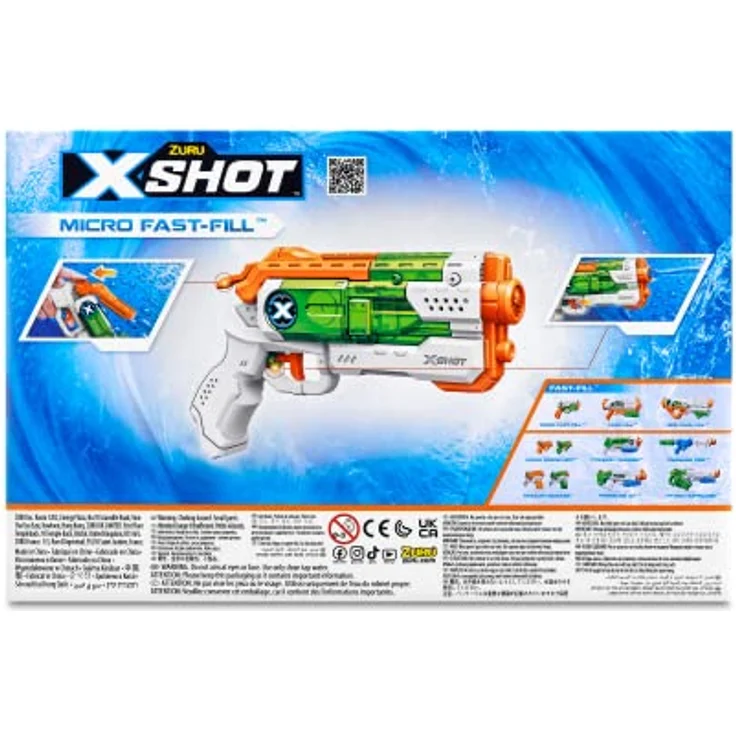 Zuru XSHOT Fast Fill Micro Water Blaster Wasserpistole - Spiel im Freien, schnelles Befüllen, zieht bis zu 8 m, blau – Bild 4