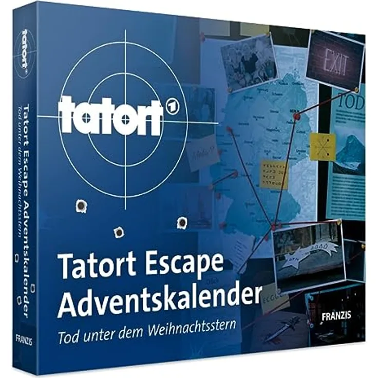 FRANZIS 67197 - Tatort Adventskalender, Tod unter dem Weihnachtsstern, Escape Room Adventskalender mit 24 spannenden Rätseln für die Adventszeit