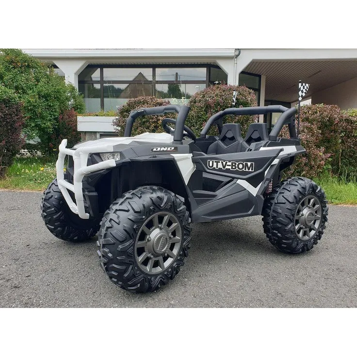 Business Navigator Kinder Elektroauto UTV Bom 24V Buggy, 2x 200W Motoren, bis 10 km/h, weiß, Doppelsitzer mit Fernbedienung und Musik-Entertainment-Paket