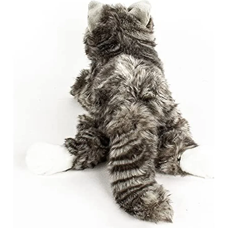 Teddys Rothenburg Kuscheltier Maine Coon norwegische Katze liegend grau getigert, 38cm Plüsch, waschbar bis 30°C, Uni-Toys Qualität – Bild 5