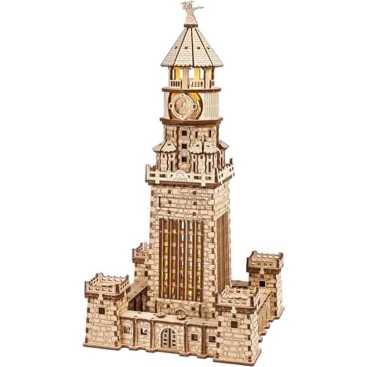 UGEARS Leuchtturm von Alexandria, 3D Holzpuzzle Bausatz für Erwachsene mit LED-Nachtlicht, 340 Teile, historisches Design