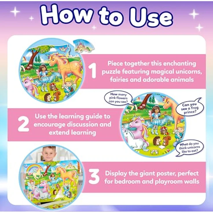 Orchard Toys Unicorn Friends Jigsaw, 50-Piece Shaped Puzzle, Includes Poster and Learning Guide, For Ages 4+, Perfect for Kids who love Unicorns – Bild 3