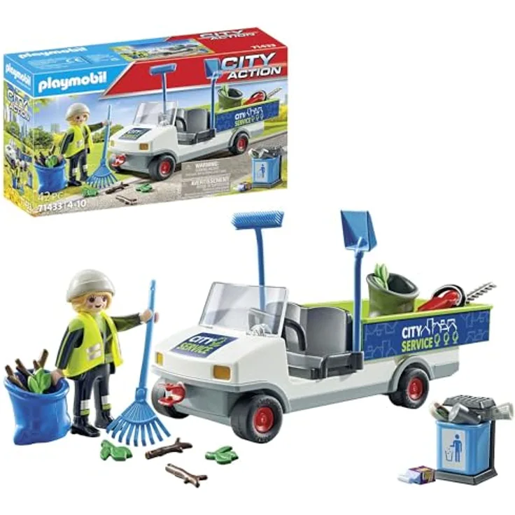 PLAYMOBIL 71433 Stadtreinigung mit E-Fahrzeug Spielset, Spielzeugauto, Zubehör für Recycling und Umweltschutz, Mehrfarbig