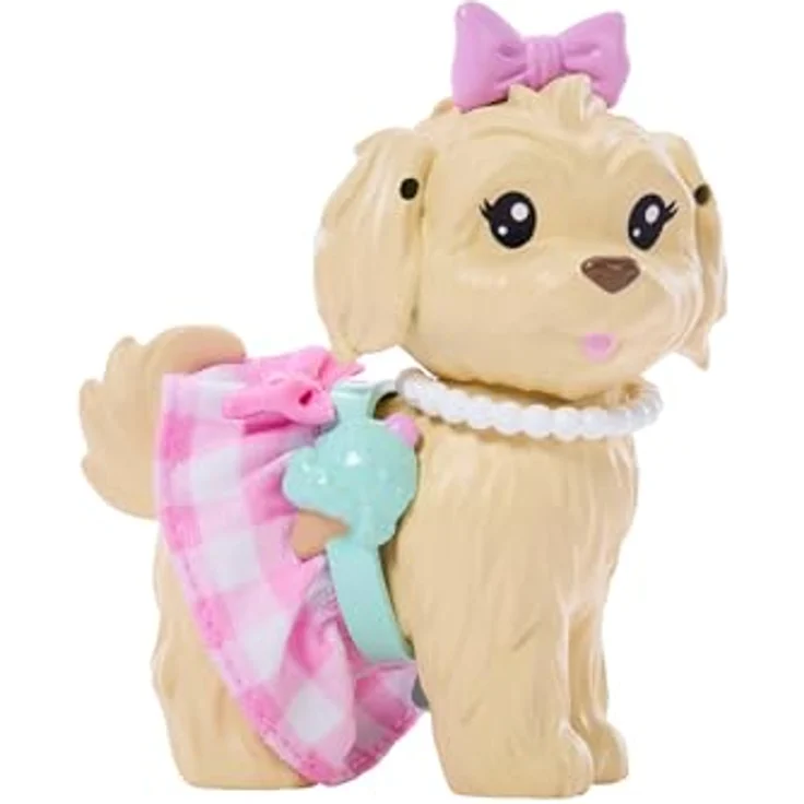 Barbie Zwillingslook Anziehpuppe mit Schleife und Haustier, inklusive stylischen Accessoires – Bild 5