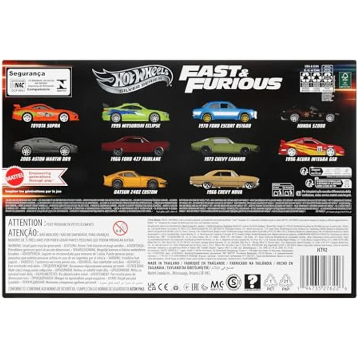 Mattel Hot Wheels Fast & Furious Fahrzeug-Set, 10er-Pack im Maßstab 1:64 mit hochwertiger Dekoration und exklusiven Rädern – Bild 4