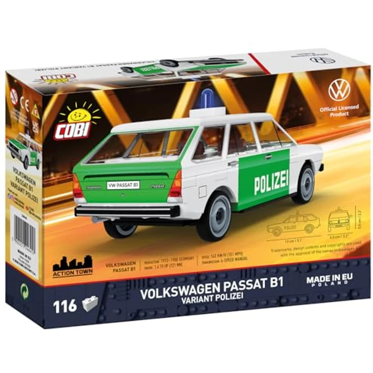 COBI Volkswagen Passat B1 Variant Polizei, Modellfahrzeug aus Bausteinen, hergestellt in der EU – Bild 4