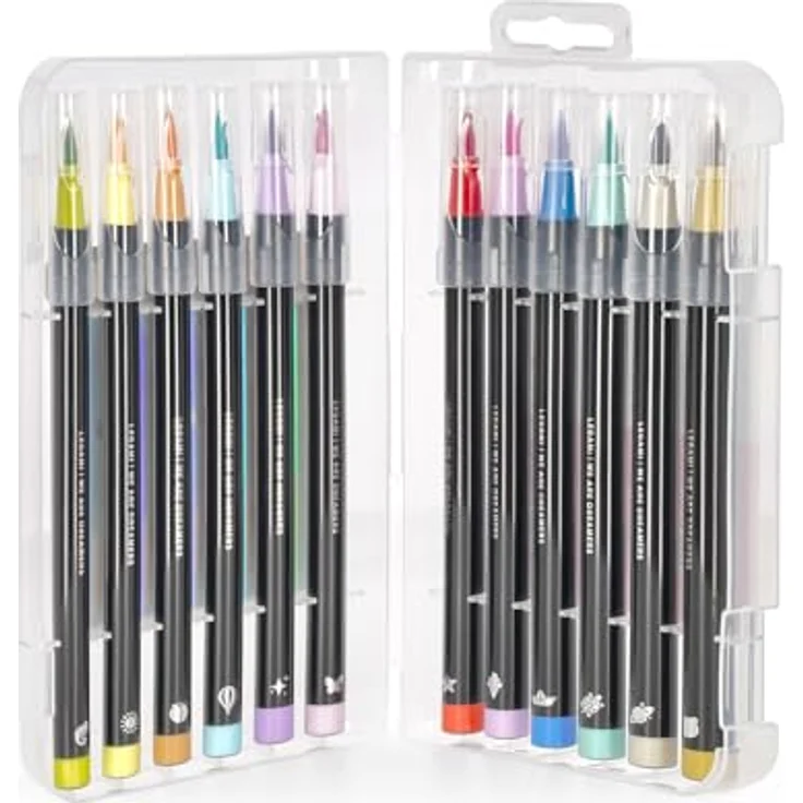 LEGAMI - Set mit 12 Filzstiften mit Pinselspitze - Brush Markers, flexible Spitze aus Nylonfaser, 12 Pastellfarben – Bild 2