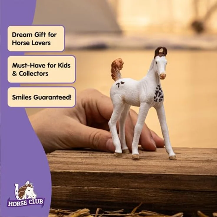 Schleich Marwari Fohlen (14896) - weiß mit brauner Scheckung, 7 x 2,6 x 8,4 cm, Teil der Horse Club Reihe – Bild 5