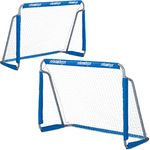 Relaxdays Fußballtor Garten, 2er Set, Kinder & Erwachsene, HBT 110 x 150 x 75 cm, Metall, stabile Tore für Fußball, blau