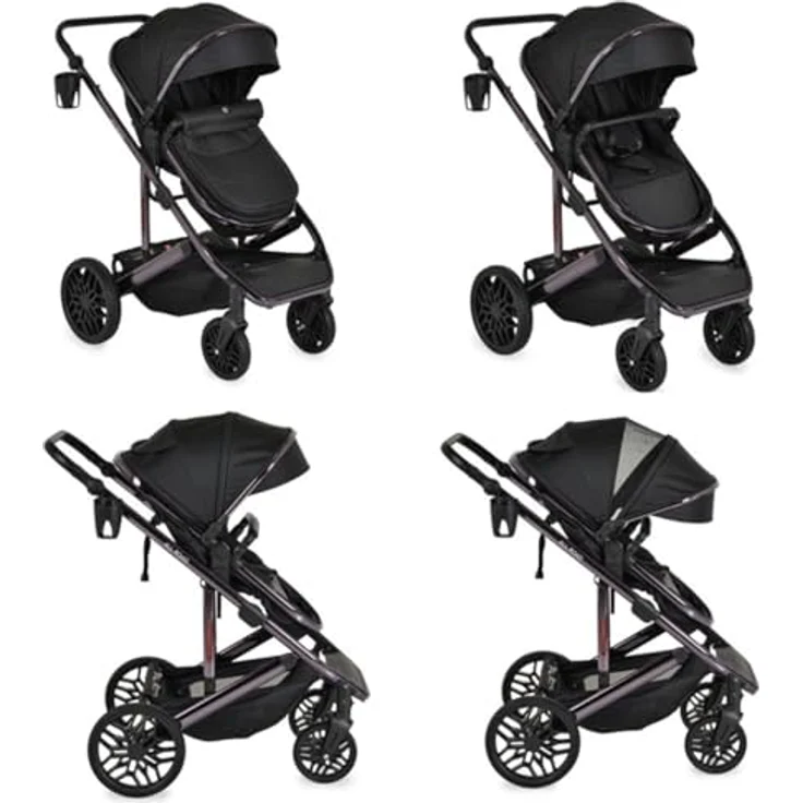 Moni Kombikinderwagen 3 in 1 All Road, umbaubar von Babyschale zu Sportsitz, inkl. i-Size-Autositz, robust, faltbar, grau – Bild 5