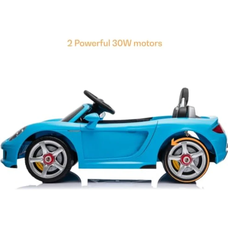 Porsche Carrera GT Elektro-Kinderauto 12V, lizenziertes Elektroauto für Kinder (1-5 Jahre), mit Ledersitz, Fernbedienung, Bluetooth und EVA-Reifen, Blau – Bild 5