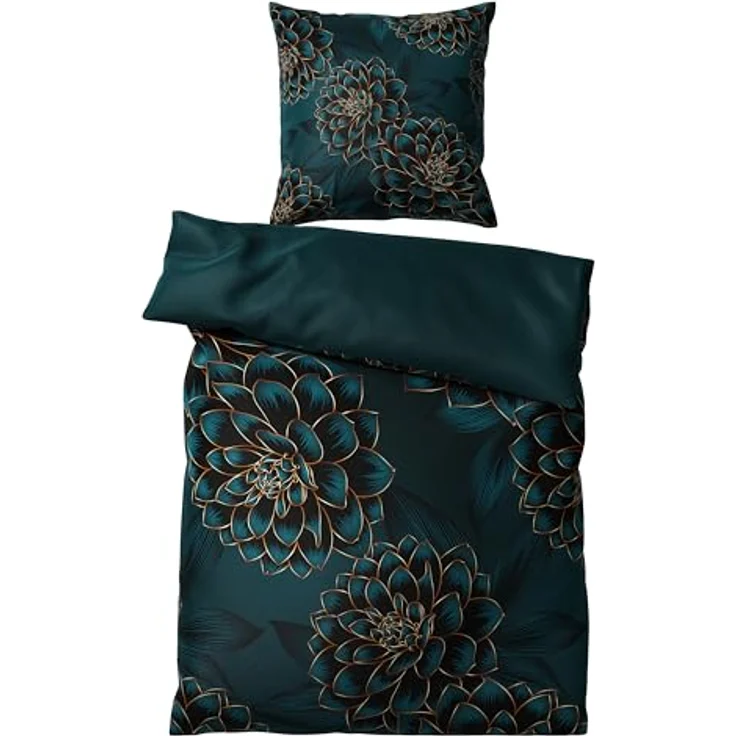 Sanilo® Bettwäsche 135x200 cm, 100% feinste Baumwolle, 2-teilig, Oeko-TEX Zertifiziert, Dahlien Muster – Bild 3