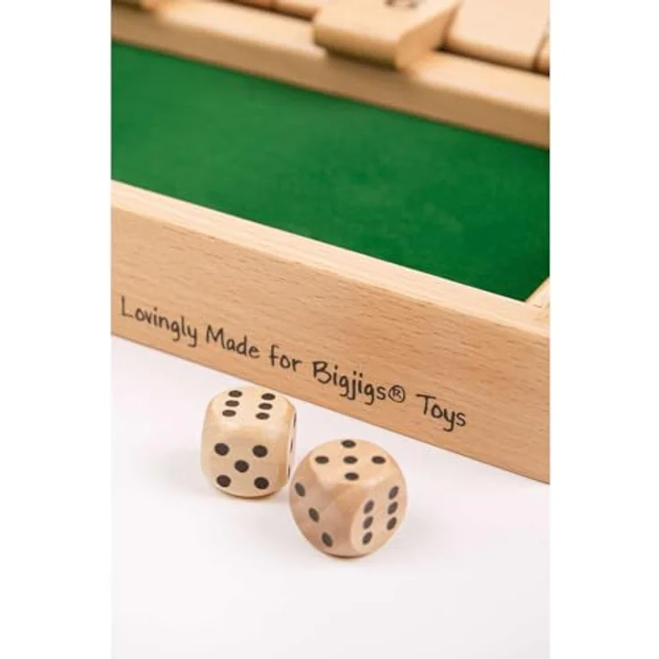 Bigjigs Toys Shut-The-Box-Würfelspiel, Brettspiel aus hochwertigen Materialien, 3 Teile, 270mm x 195mm, für Kinder ab 3 Jahren – Bild 4
