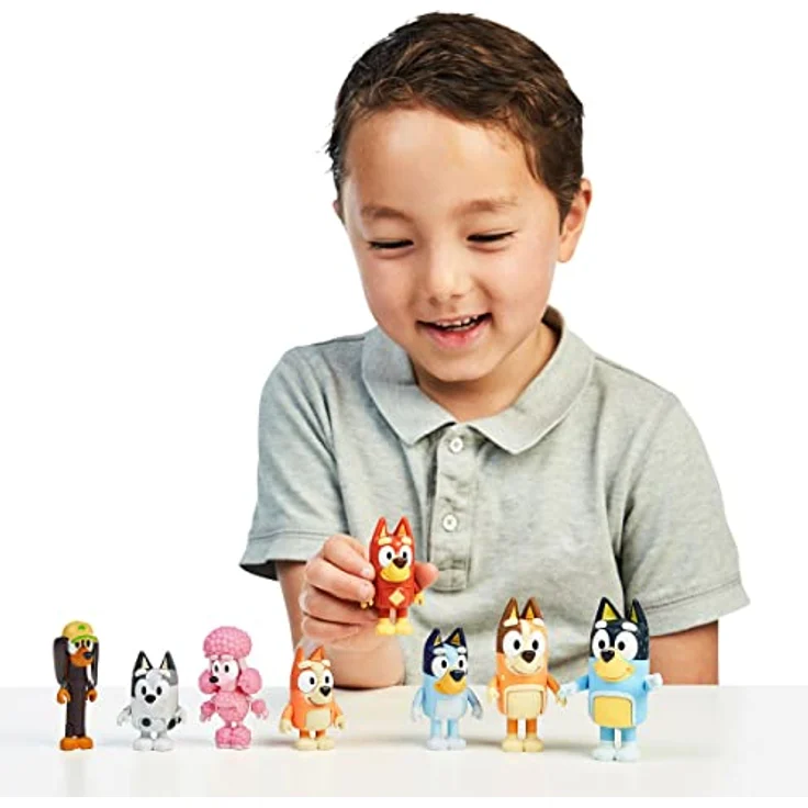 Bluey 4er-Figuren-Set: Bluey und ihre Freunde: Bluey, Coco, Snickers und Honey; 6,3 - 7,6 cm große Figuren mit beweglichen Gelenken – offizieller Bluey-Sammelartikel – Bild 8