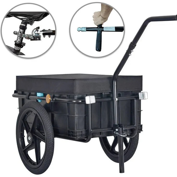 TIGGO Fahrradlastenanhänger, Transportanhänger mit extra großer 75 Liter Transportbox, schwarz - Preisvergleich