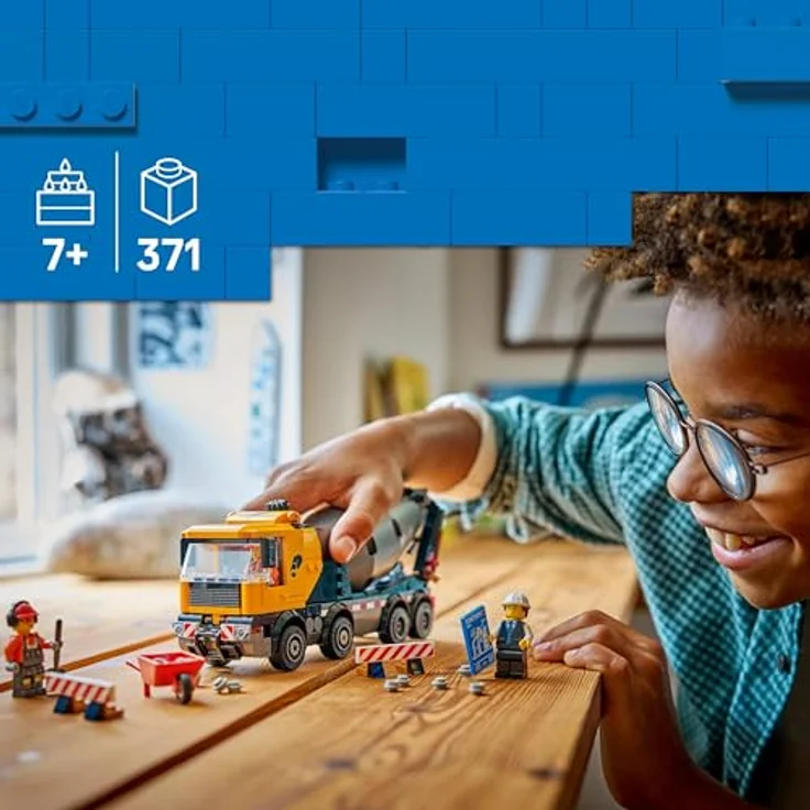 LEGO City Betonmischer Set 60478, Spielzeug mit drehbarer Trommel, 3 Minifiguren und Ausgießfunktion, für Kinder ab 7 Jahren – Bild 3