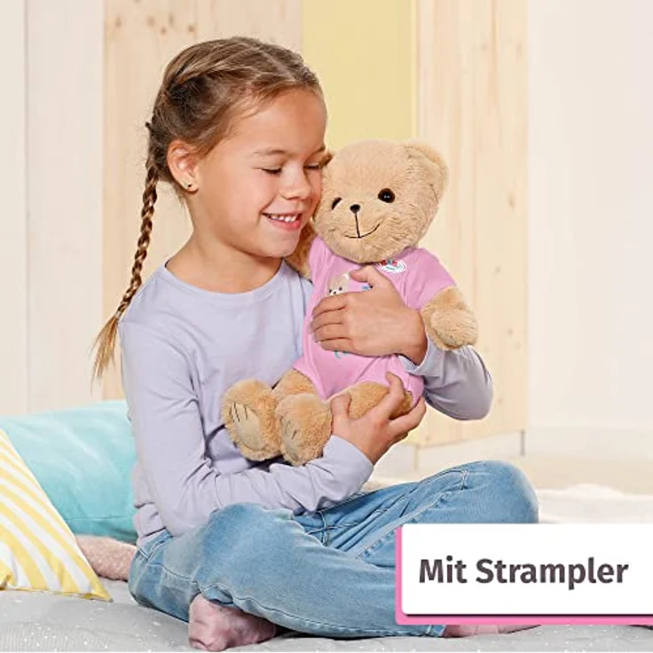 Zapf Creation 835586 BABY born Bär pink mit pinkem Strampler- Teddybär Kuscheltier, bewegliche Arme und Beine, drehbarer Kopf, waschbar per Handwäsche, mit Freundschaftsbuch und Stickerbogen. – Bild 8