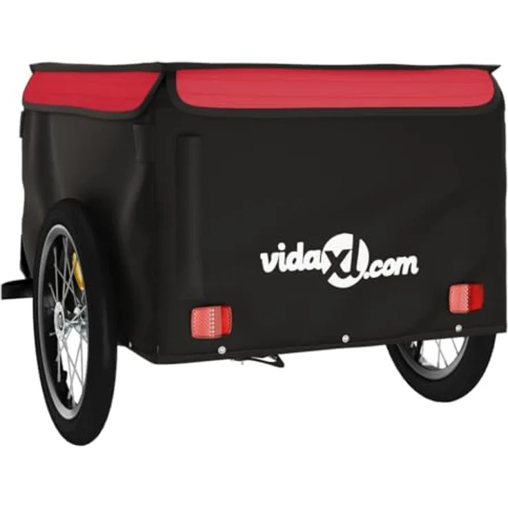 vidaXL Fahrradanhänger Schwarz und Rot 45 kg Eisen, Robustes Material, Praktisches Design, Cleveres Design – Bild 8